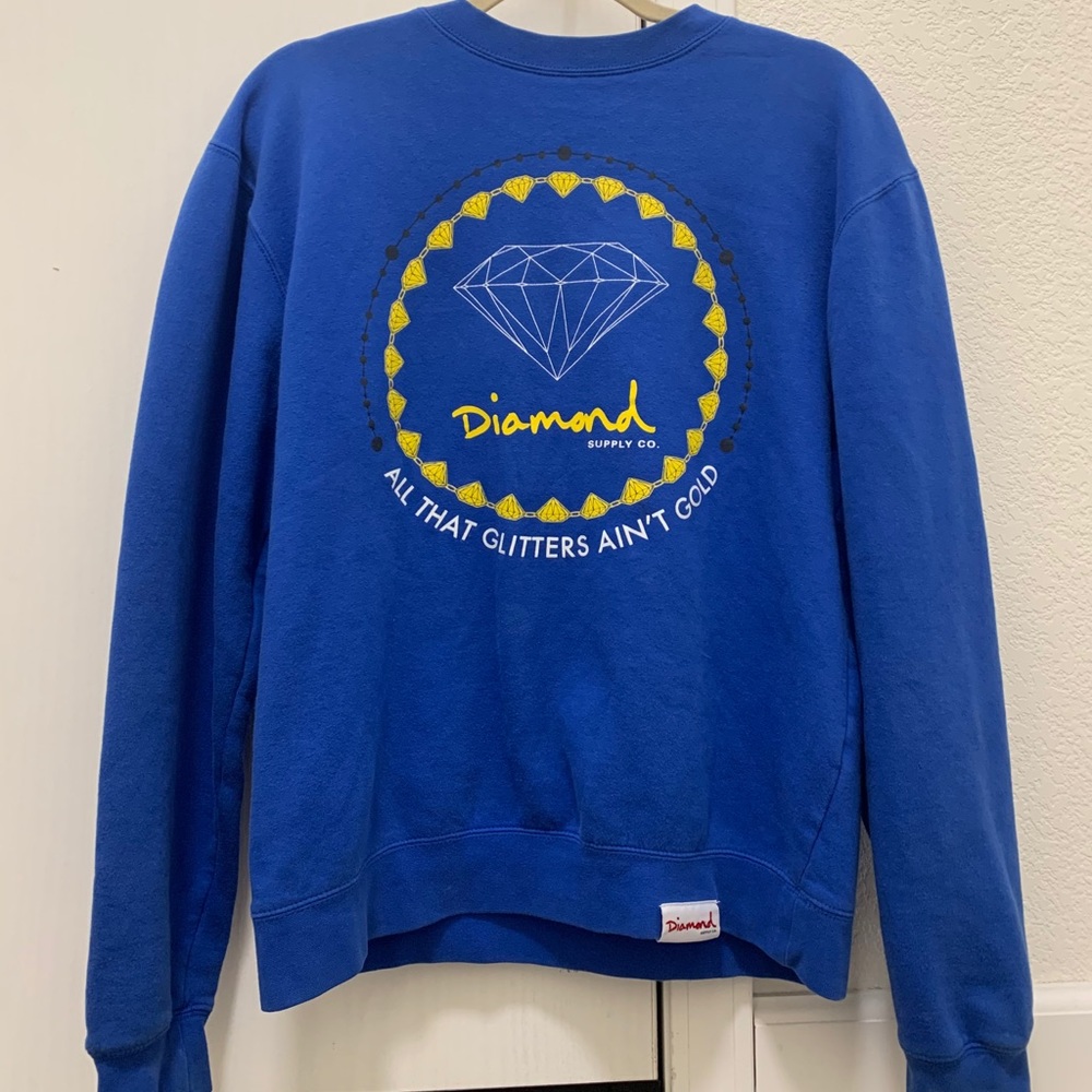 Diamond supply co crewneck sweatshirt blue medium